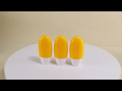 Botelha plana e redonda de protetor solar de 50 ml recipiente cosmético com colarinho PE e tampa de parafuso branco